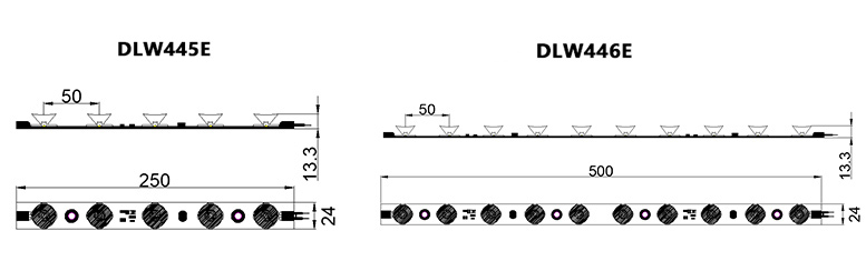 Tira LED rígida con iluminación lateral DLW445E / DLW446E 